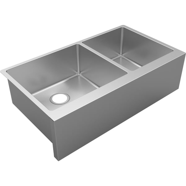 Elkay Crosstown 16 Gauge Stainless Steel 35-7/8" x 20-1/4" x 9" Double Bowl Tall Farmhouse Sink EFRUFF23417 - main